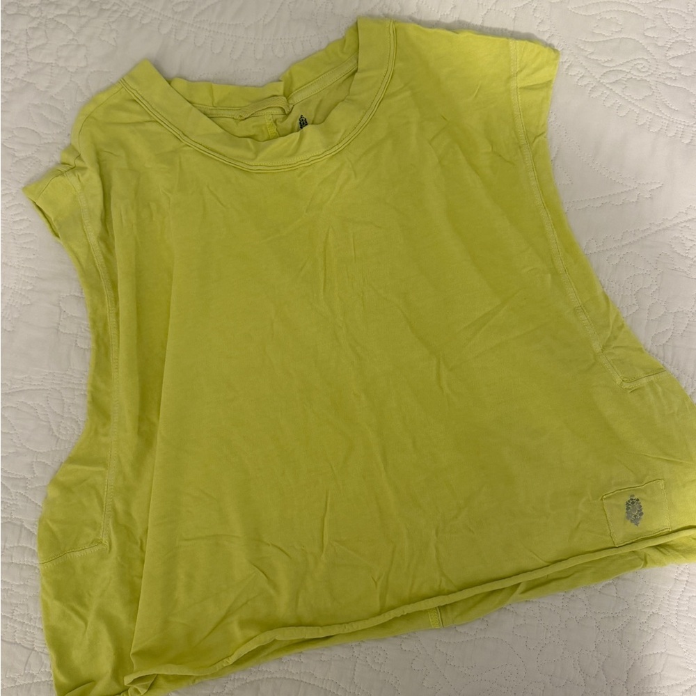 FREE PEOPLE MOVEMENT 

lime green/yellow tank shirt. Capped sleeve
